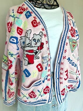 NO! The Jeans Revolt Cat Cardigan Y2K Graphic Knit Rare Streetwear